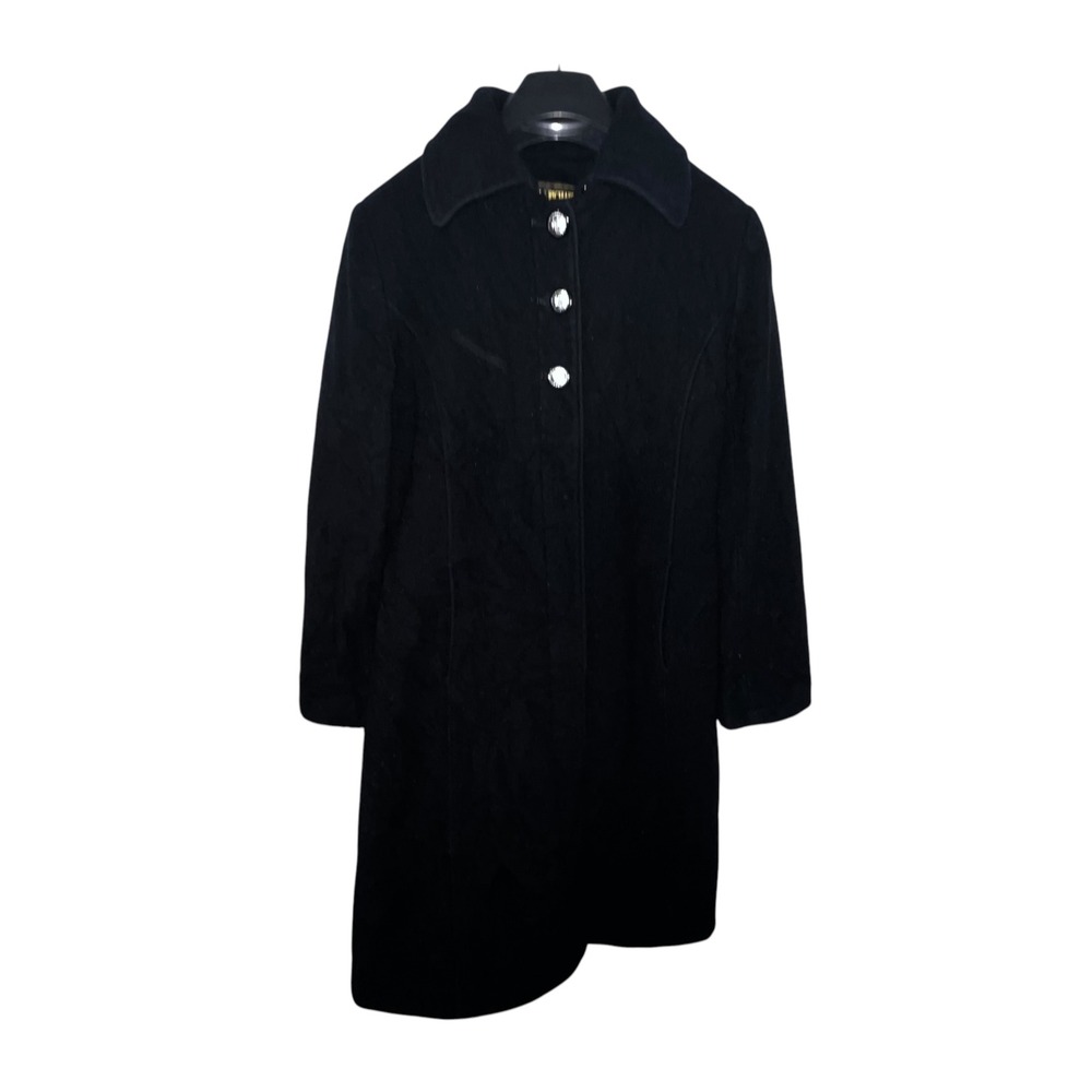Marvin Richards New York Black Wool Cashmere Blend Crest Button Coat Size 8 8